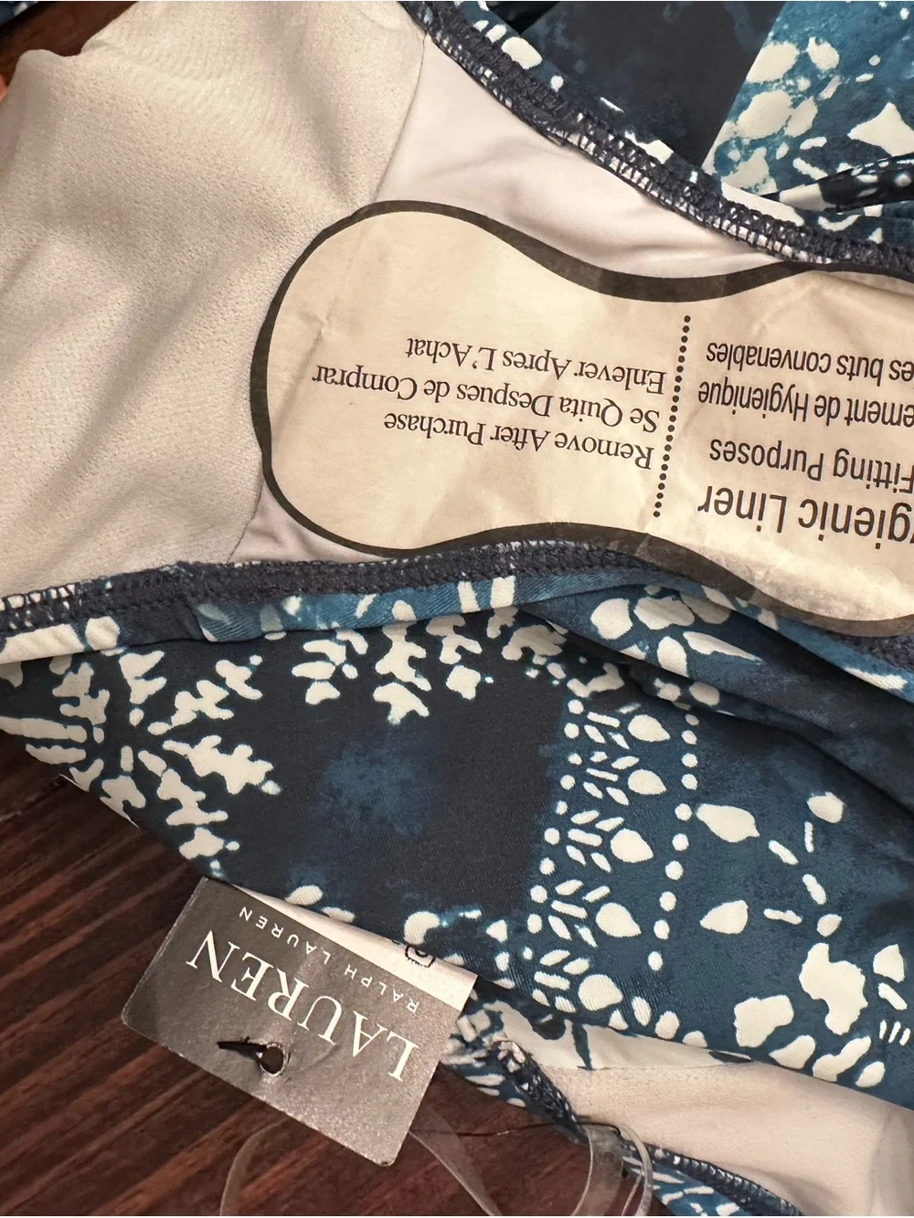 Lauren Ralph Lauren Blue and White Floral Halter One-Piece Swimsuit